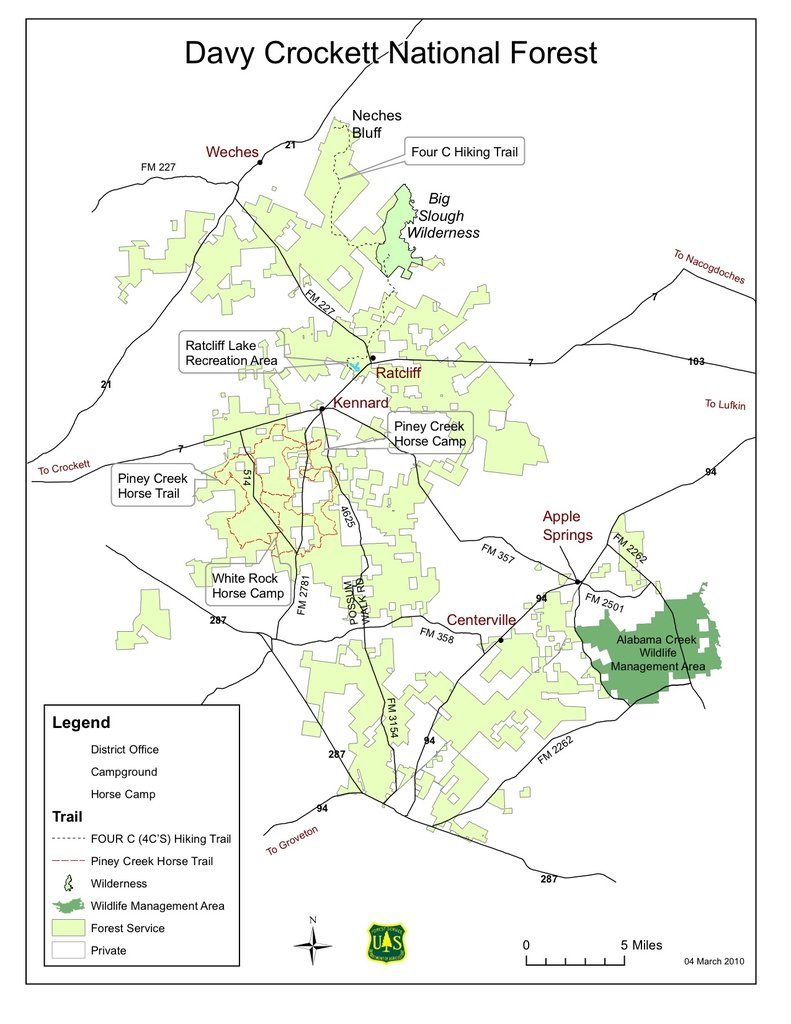 Davy Crockett National Forest - Maplets - Crockett Texas Map ...