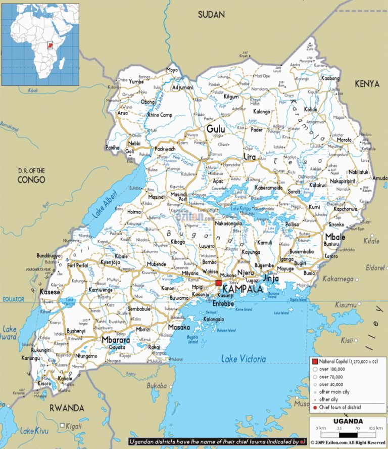 Detailed Clear Large Road Map Of Uganda - Ezilon Maps - Printable Map ...