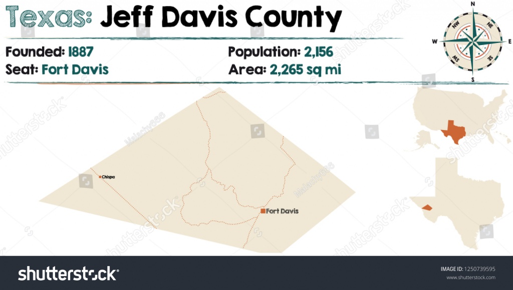 Detailed Map Jeff Davis County Texas Stock Vector (Royalty Free - Fort Davis Texas Map