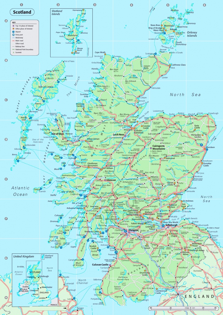 Detailed Map Of Scotland - Printable Road Map Of Scotland
