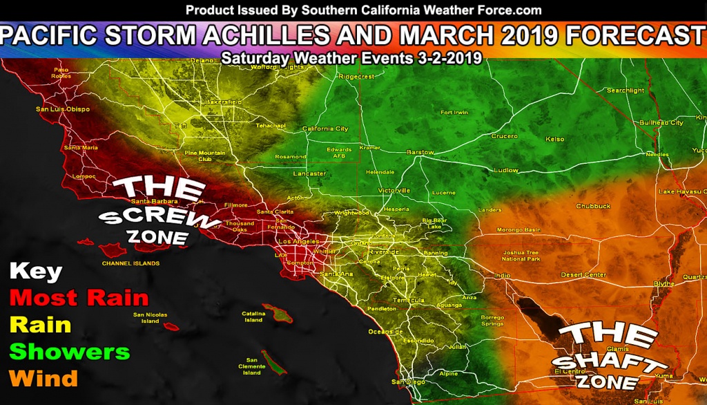 Detailed: March 2019 Weather Forecast Pattern For Southern - Southern California Weather Map