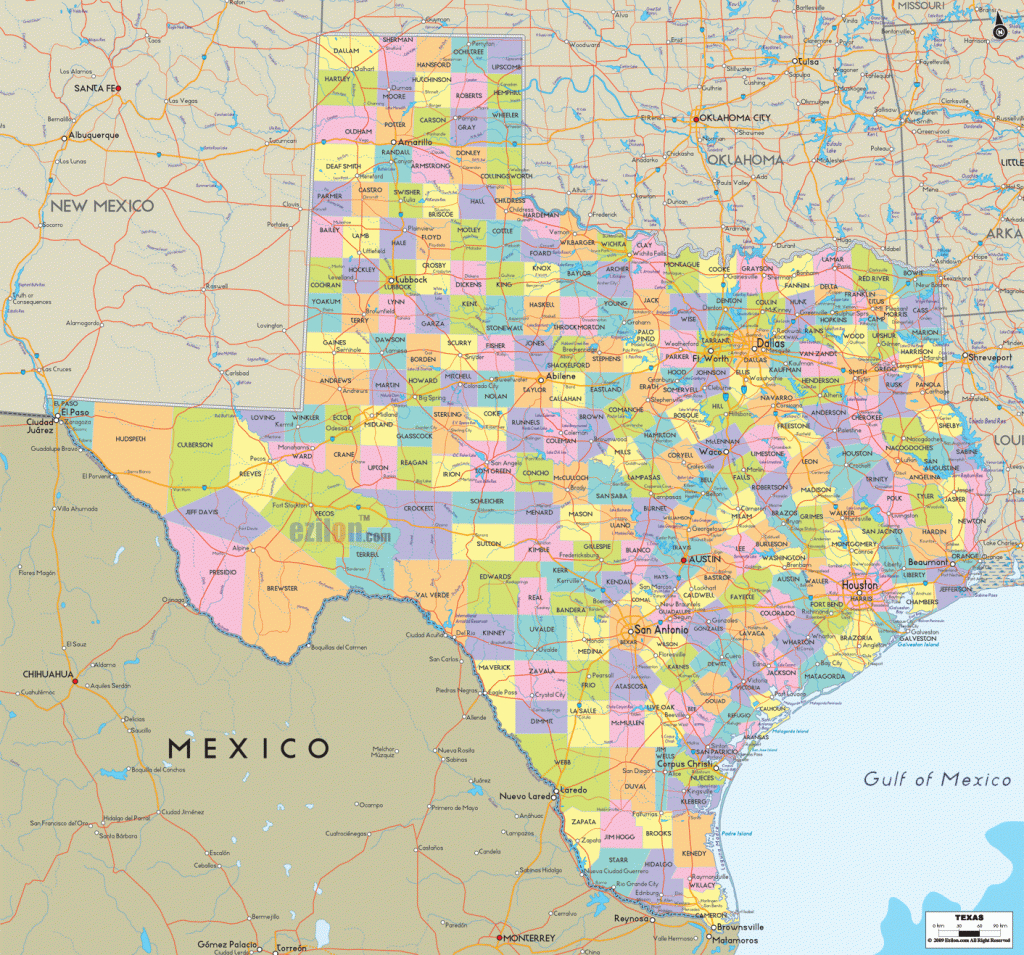 Detailed Political Map Of Texas - Ezilon Maps - Detailed Road Map Of Texas