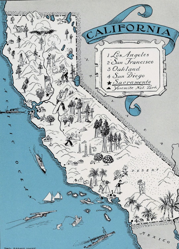 Detailed Tourist Illustrated Map Of California State | California - Illustrated Map Of California