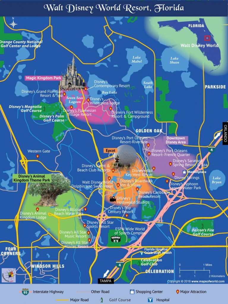 Disney World Map | Travel In 2019 | Disney World Map, Disney Map - Map Of Florida Showing Disney World