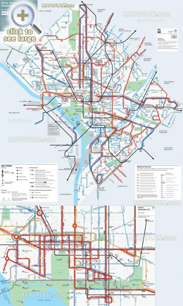 District Columbia Area Metrobus Official Public Transportation - Printable Metro Map Of Washington Dc