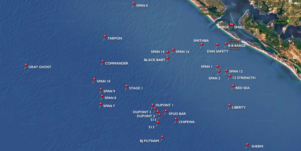 Dive Sites | Panama City Diving - Florida Dive Sites Map