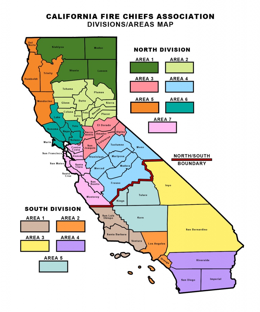 Divisions And Area Map - California Fire Chiefs Association - Fires In California Right Now Map