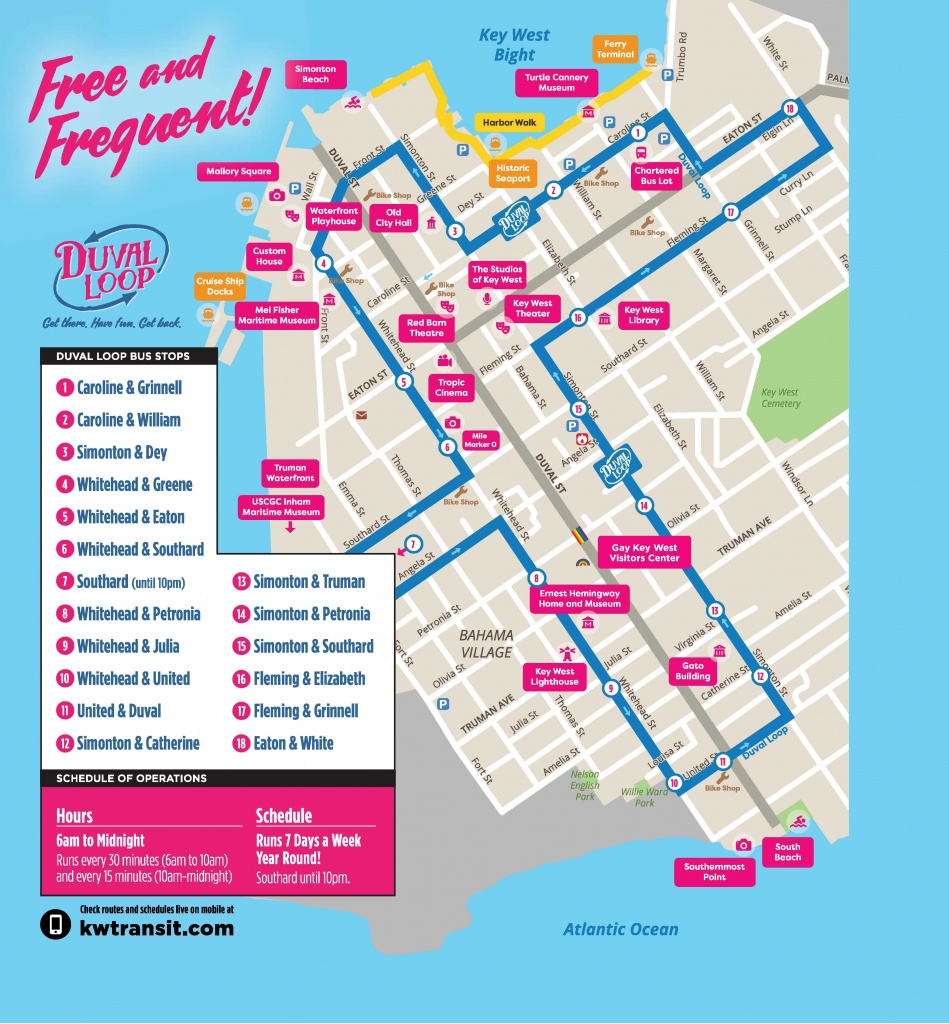 Document Center / Hop On - Hop Off The Free Duval Loop! / Key West, Fl - Key West Street Map Printable