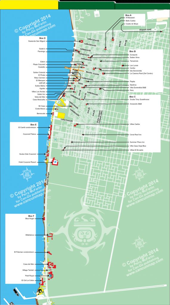 Downtown Cozumel Hotel Map 