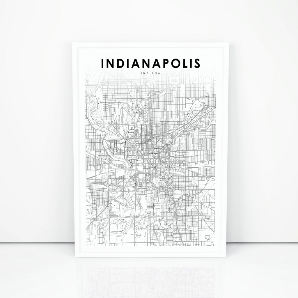Downtown Indianapolis Map Print Indiana In Usa Map Art | Etsy - Downtown Indianapolis Map Printable