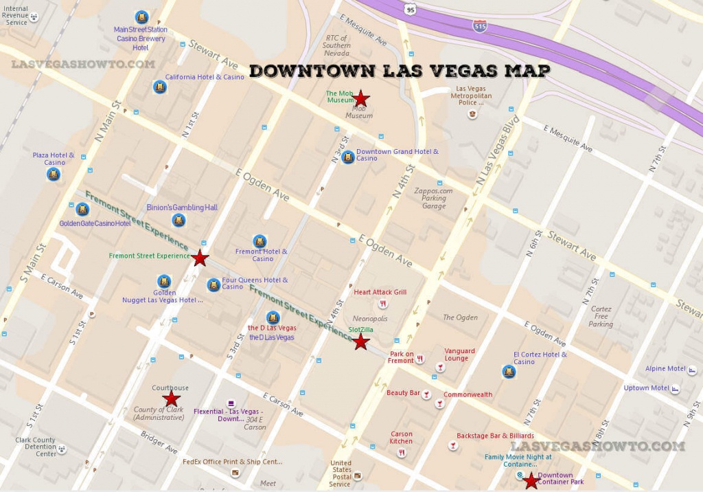 Downtown Las Vegas Map (2019) | Lasvegashowto - Printable Map Of Downtown Las Vegas