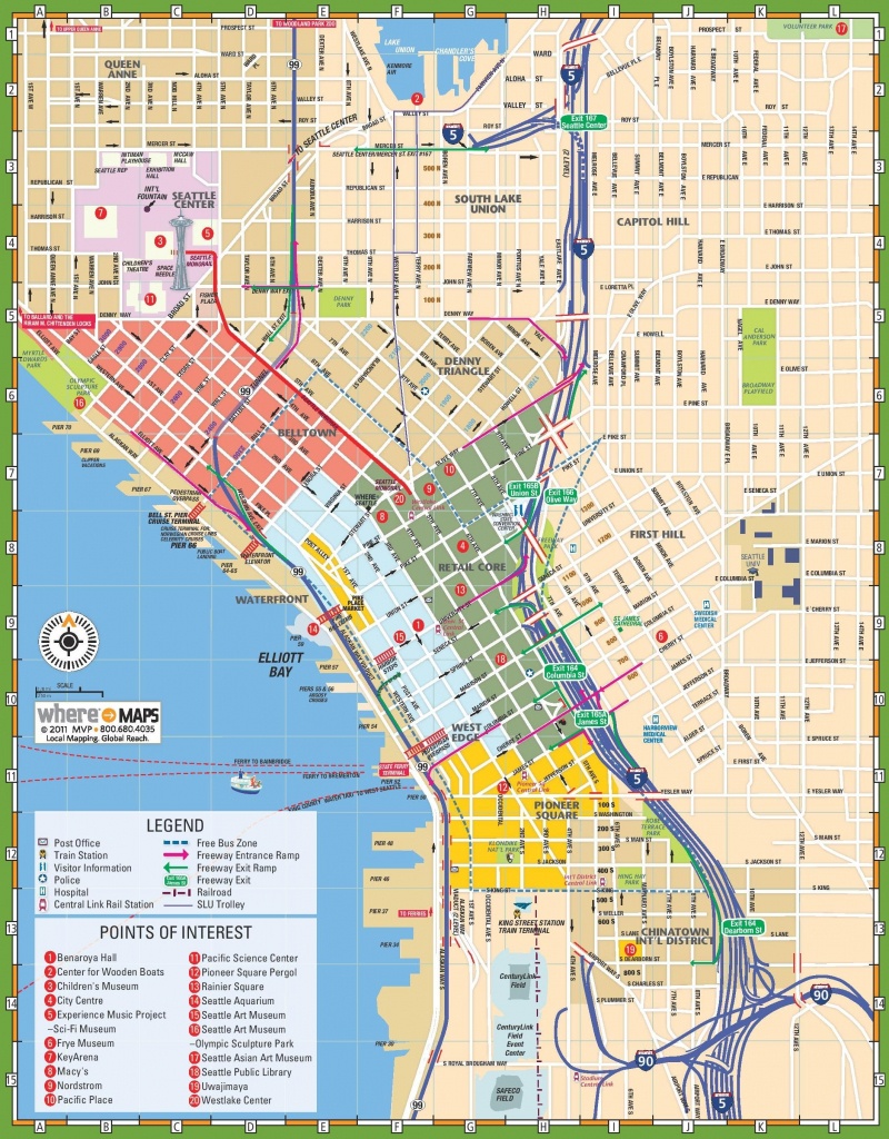Downtown Seattle Street Map - Map Of Downtown Seattle Streets - Printable Map Of Downtown Dc