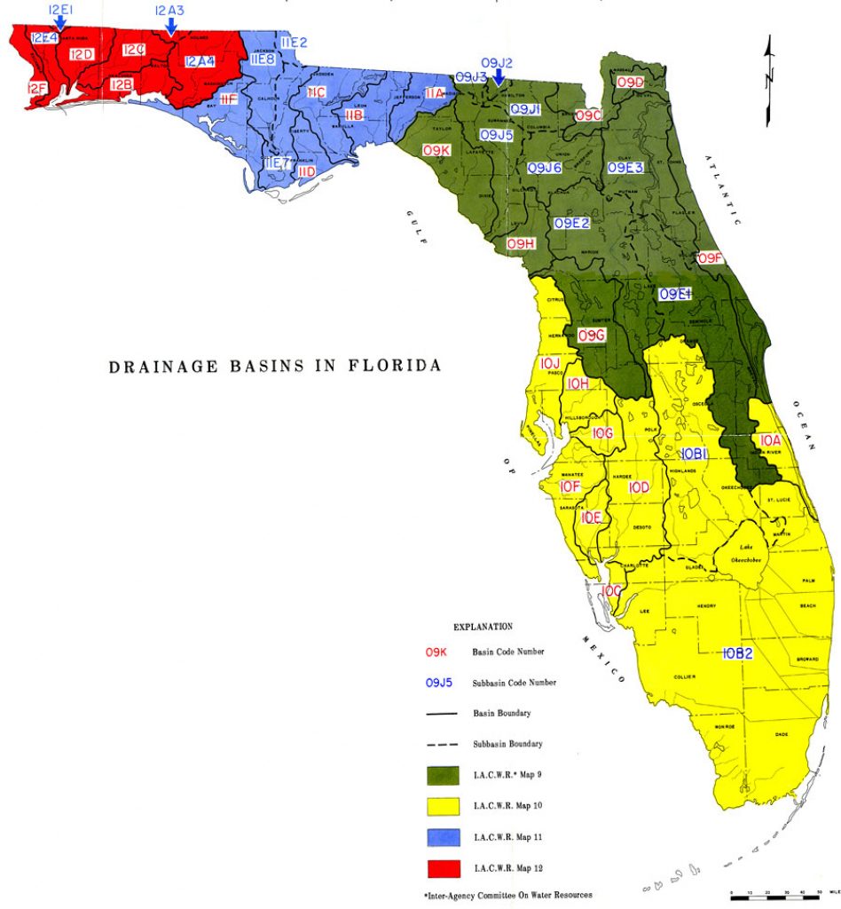 Drainage Basins In Florida, 1967 - Florida Water Hardness Map ...