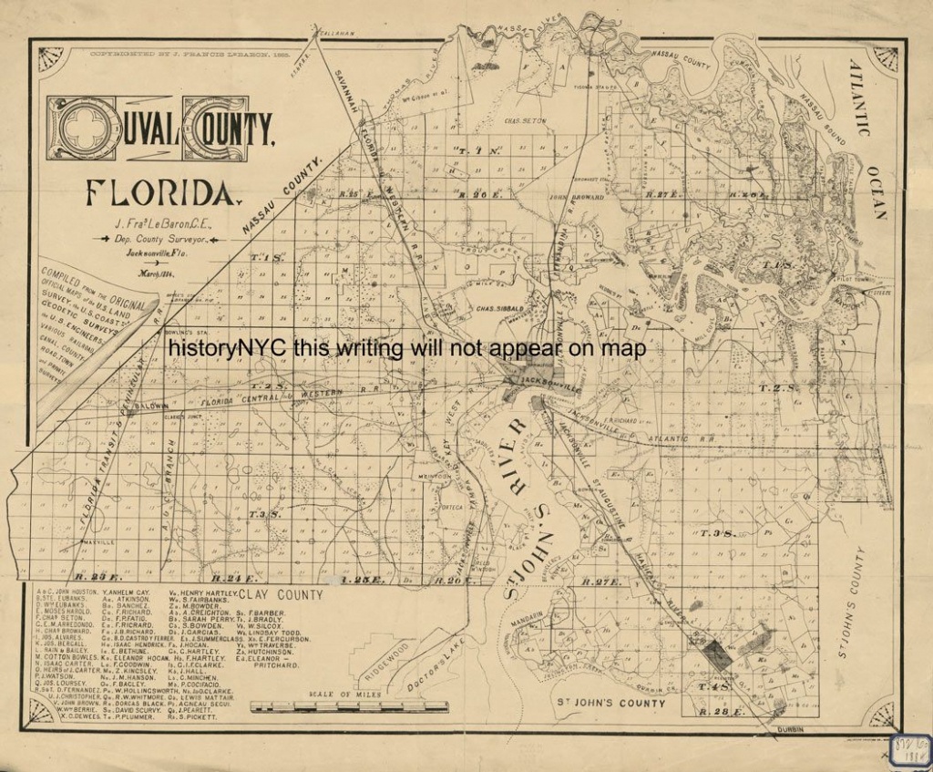 Duval Florida Maps | 1884 Large Land Ownership Map Duval County - Old Maps Of Jacksonville Florida