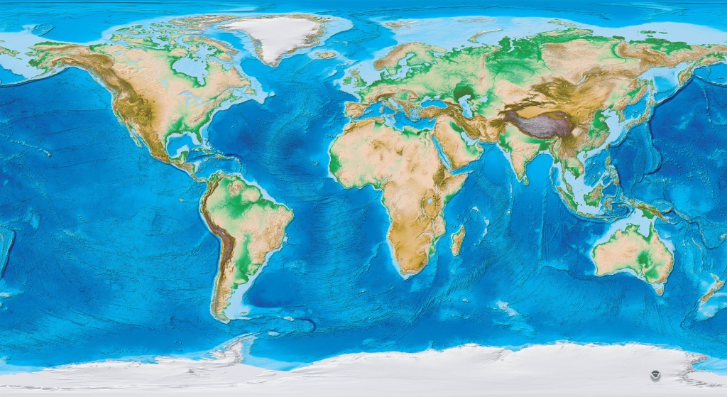 Earth&amp;#039;s Topography And Bathymetry - No Labels - Topographic World Map Printable