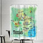 East Urban Home M Bleichner Texas State Travel Map Shower Curtain   Texas Map Shower Curtain