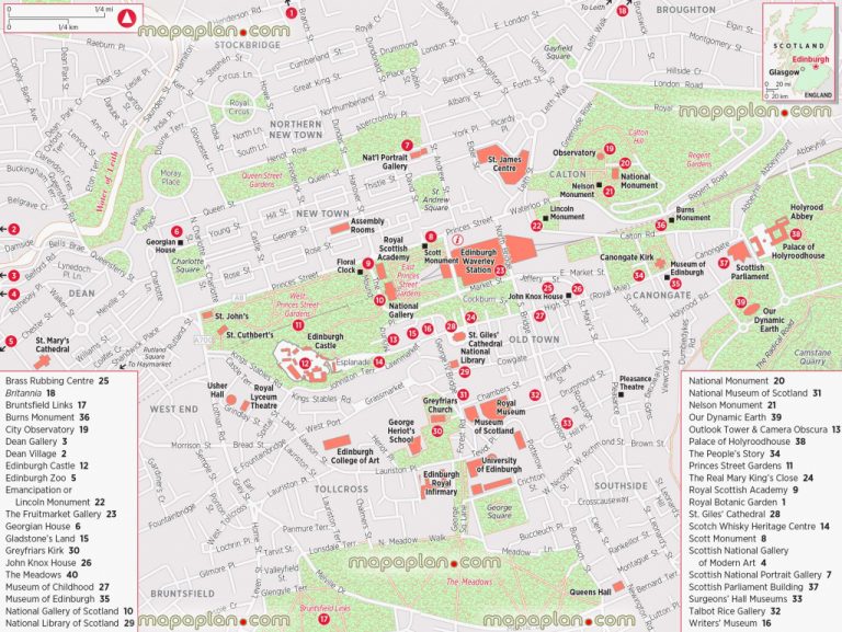 Edinburgh Maps - Top Tourist Attractions - Free, Printable City ...