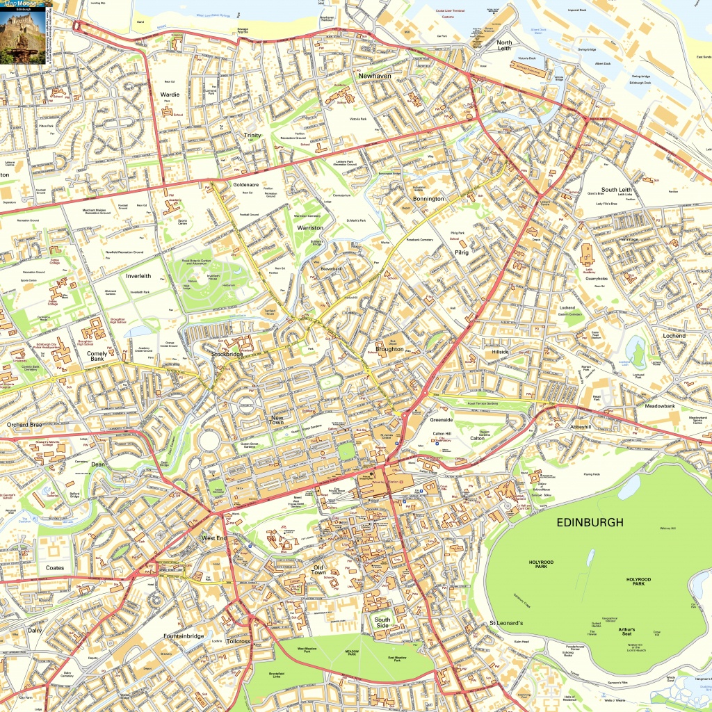 Edinburgh Offline Street Map, Including Edinburgh Castle, Royal Mile - Edinburgh City Map Printable