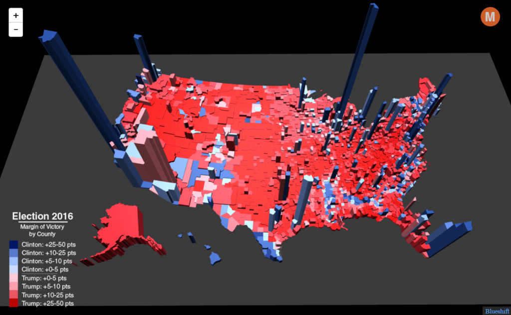 Election Results In The Third Dimension - Metrocosm - 2016 Printable Electoral Map