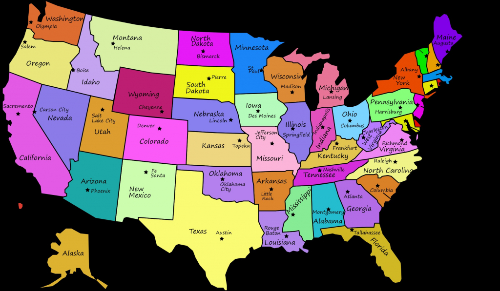 Elegant Map Of Us States And Capitals Usa State Color Map - United States Map With State Names And Capitals Printable