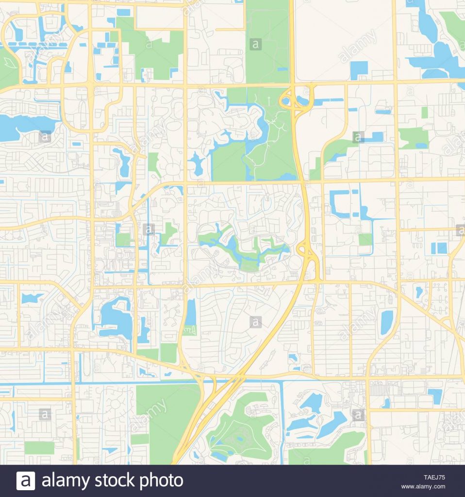 Empty Vector Map Of Coconut Creek, Florida, Usa, Printable Road Map 