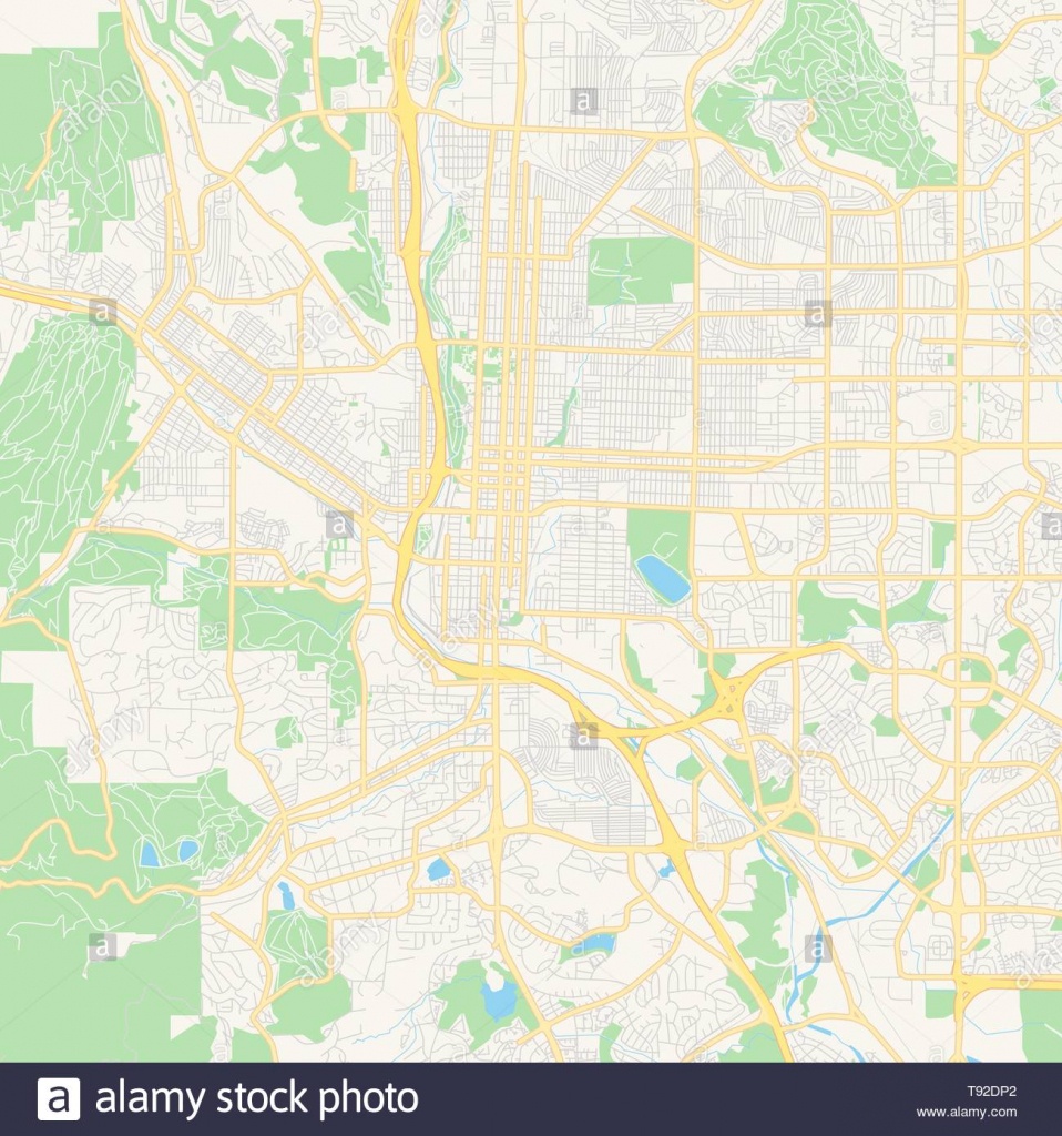 Empty Vector Map Of Colorado Springs, Colorado, Usa, Printable Road - Printable Road Map Of Colorado