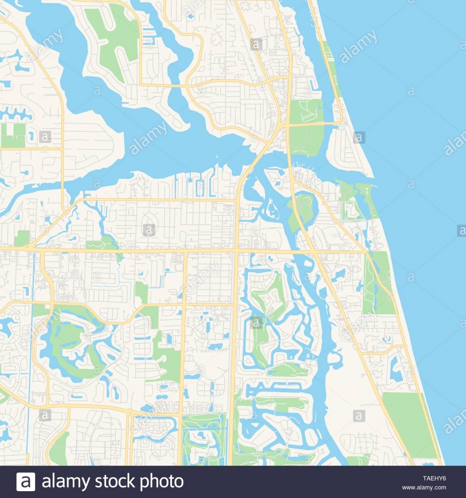 Empty Vector Map Of Jupiter, Florida, Usa, Printable Road Map - Where Is Jupiter Florida On The Map