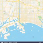 Empty Vector Map Of Long Beach, California, Usa, Printable Road Map   Printable Map Of Long Beach Ca