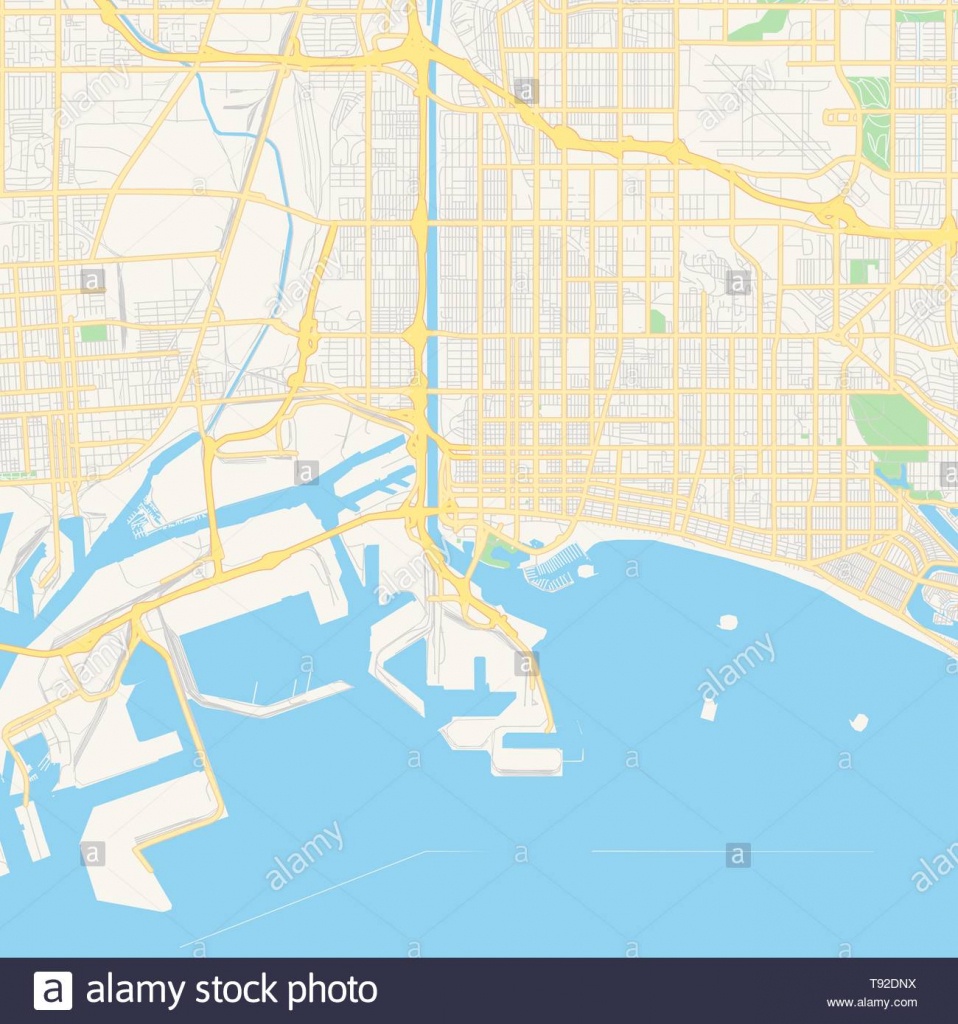 Empty Vector Map Of Long Beach, California, Usa, Printable Road Map - Printable Map Of Long Beach Ca