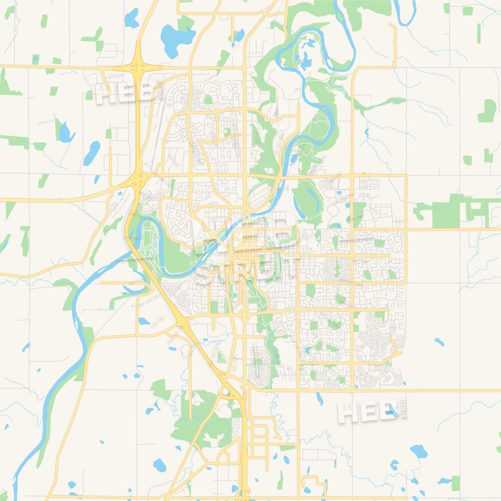 Empty Vector Map Of Red Deer, Alberta, Canada | Maps Vector Downloads - Printable Red Deer Map