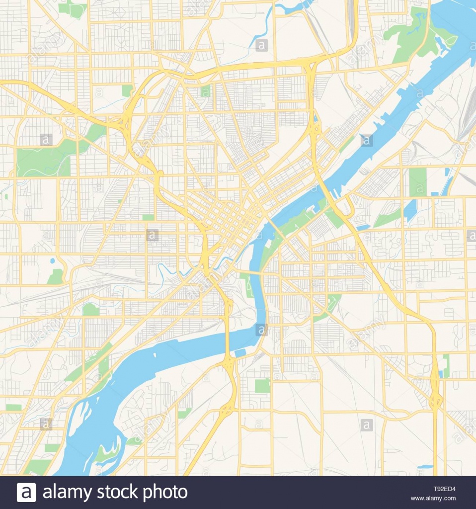 Empty Vector Map Of Toledo, Ohio, Usa, Printable Road Map Created In - Printable Map Of Toledo Ohio