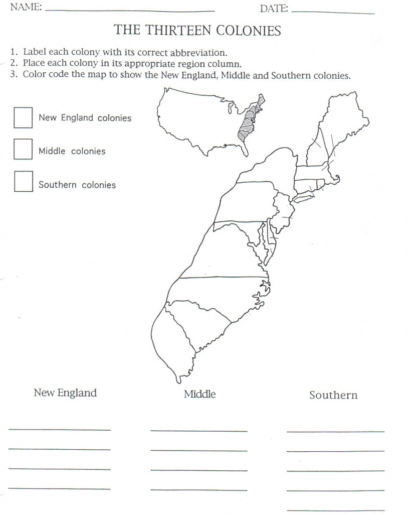 English Colonization - Birch Meadow 5Th Grade - Printable Map Of The 13 Colonies With Names