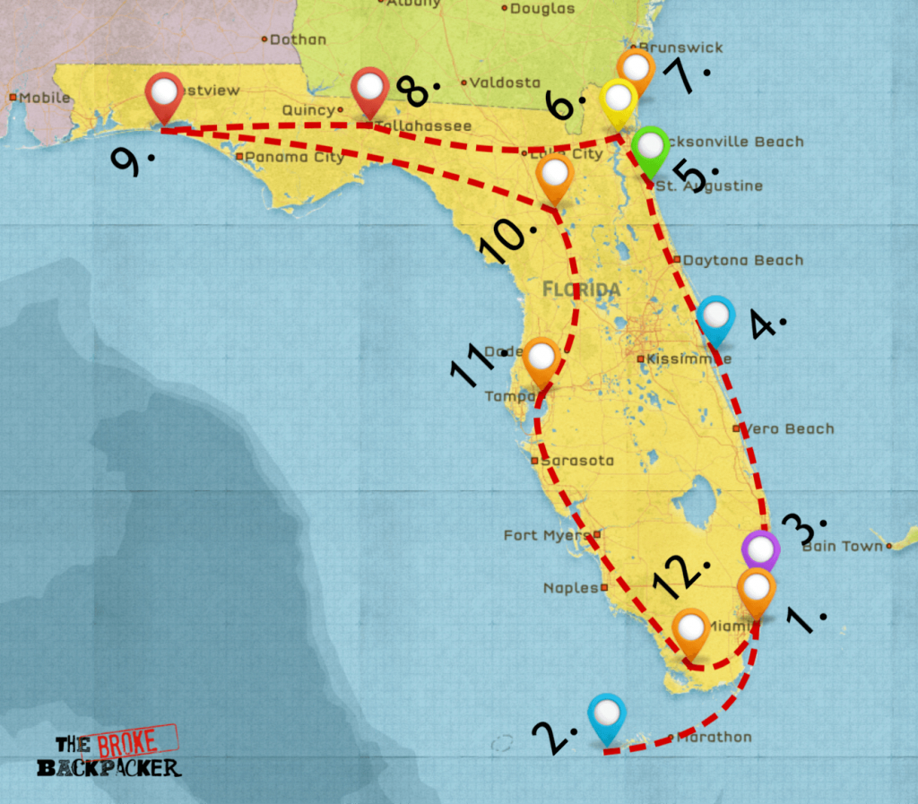 Epic Florida Road Trip Guide For July 2019 - Florida Road Trip Trip Planner Map