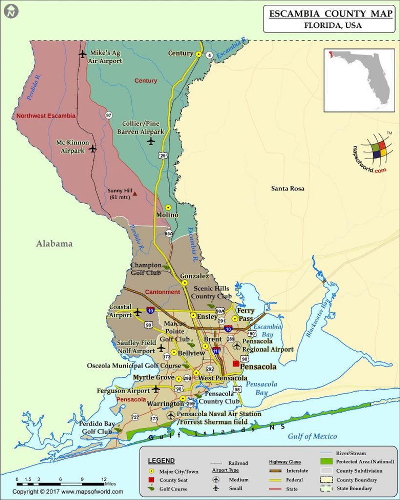 Escambia County Map Florida Florida Airparks Map 819x1024 