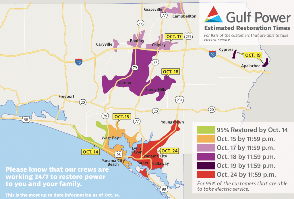 Estimated Restoration Times Announced For All Customers – Oct. 14 - Lynn Haven Florida Map