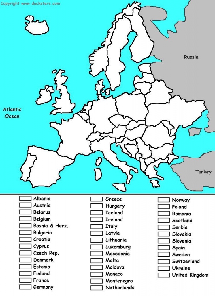 Europe Coloring Map Of Countries | Continent Box ~ Europe - School - Blank Europe Map Quiz Printable