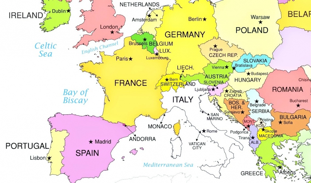 Europe Countries On Printable Map Of With World Maps Within 9 - Printable Map Of Europe With Countries