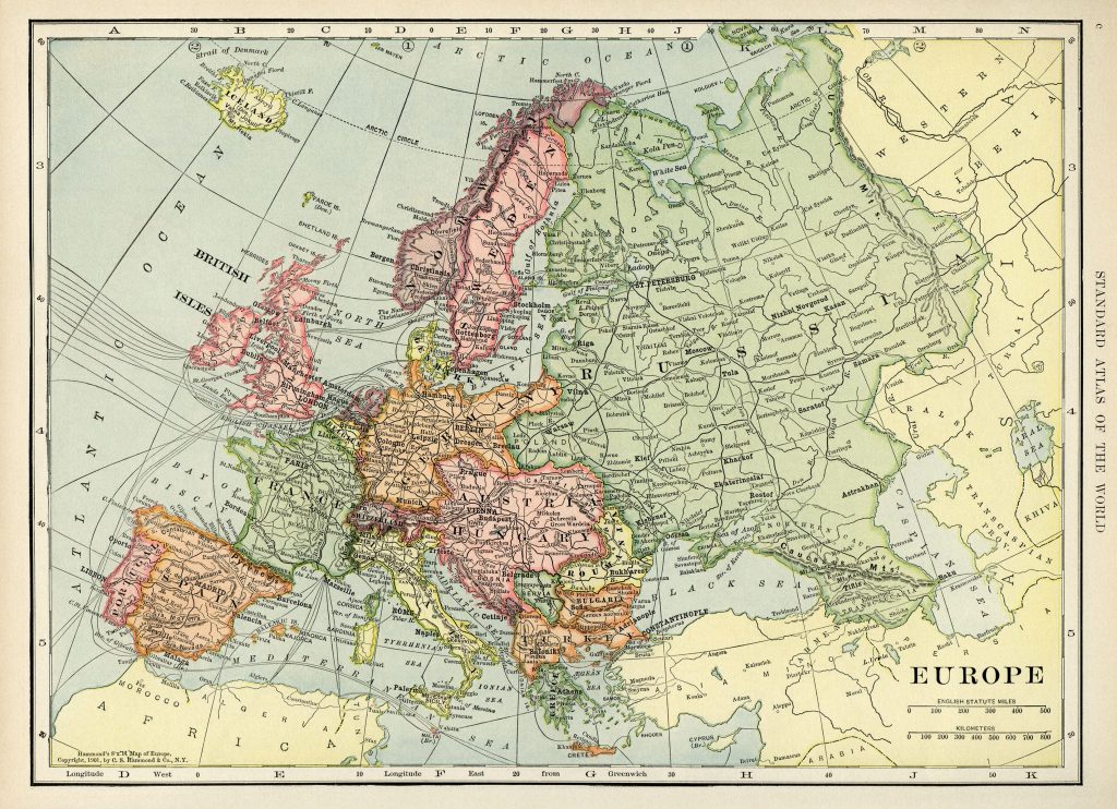 Europe Map, Vintage Map Download, Antique Map, C. S. Hammond ...