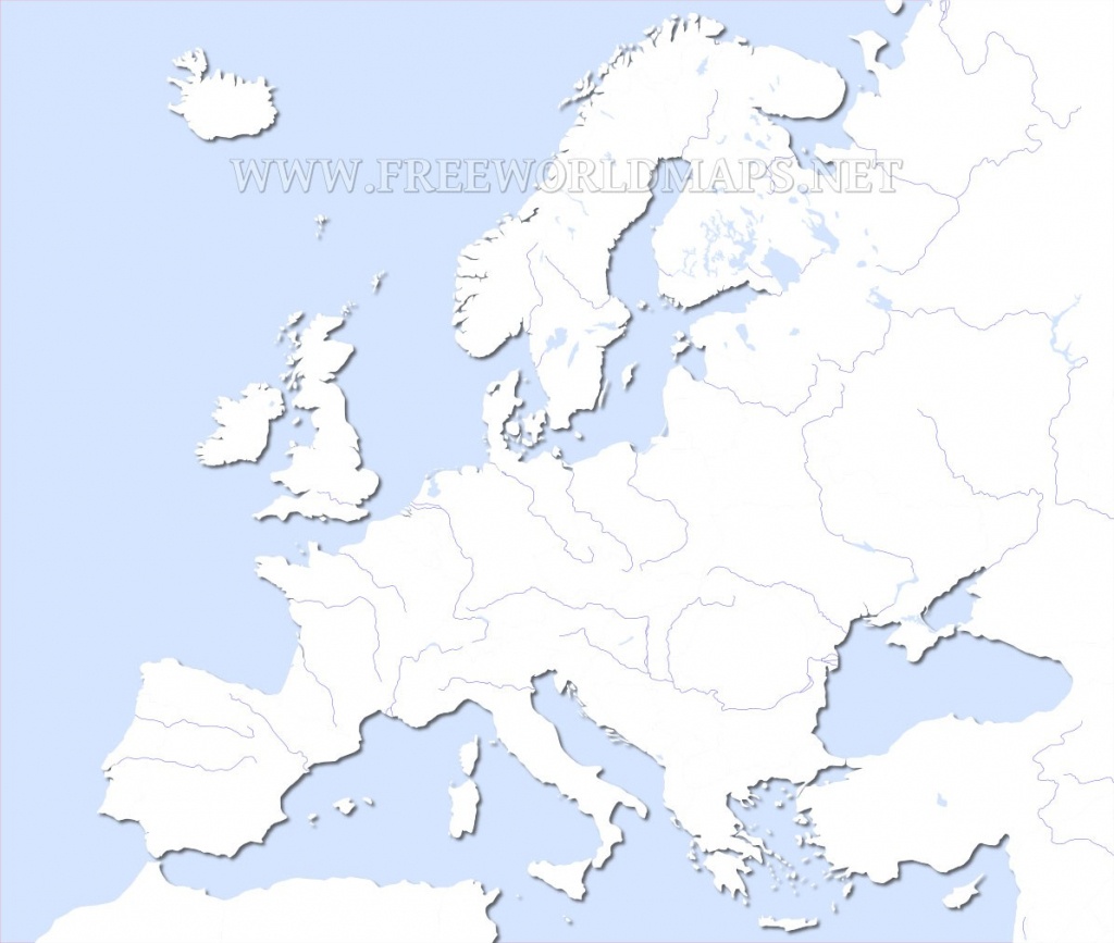 Europe Rivers Blank Physical Map Of 2 - World Wide Maps - Printable Blank Physical Map Of Europe
