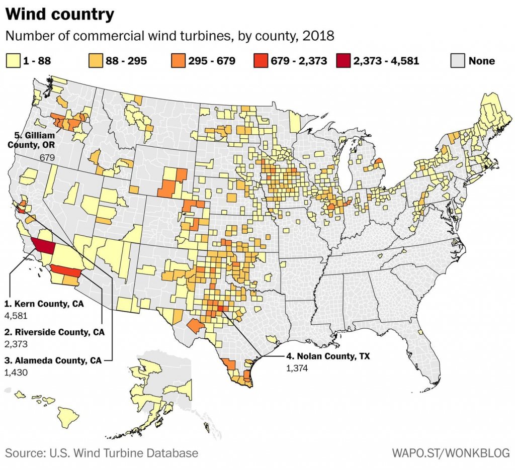 Every One Of America&amp;#039;s 57,636 Wind Turbines, Mapped - The Washington - Wind Farms Texas Map