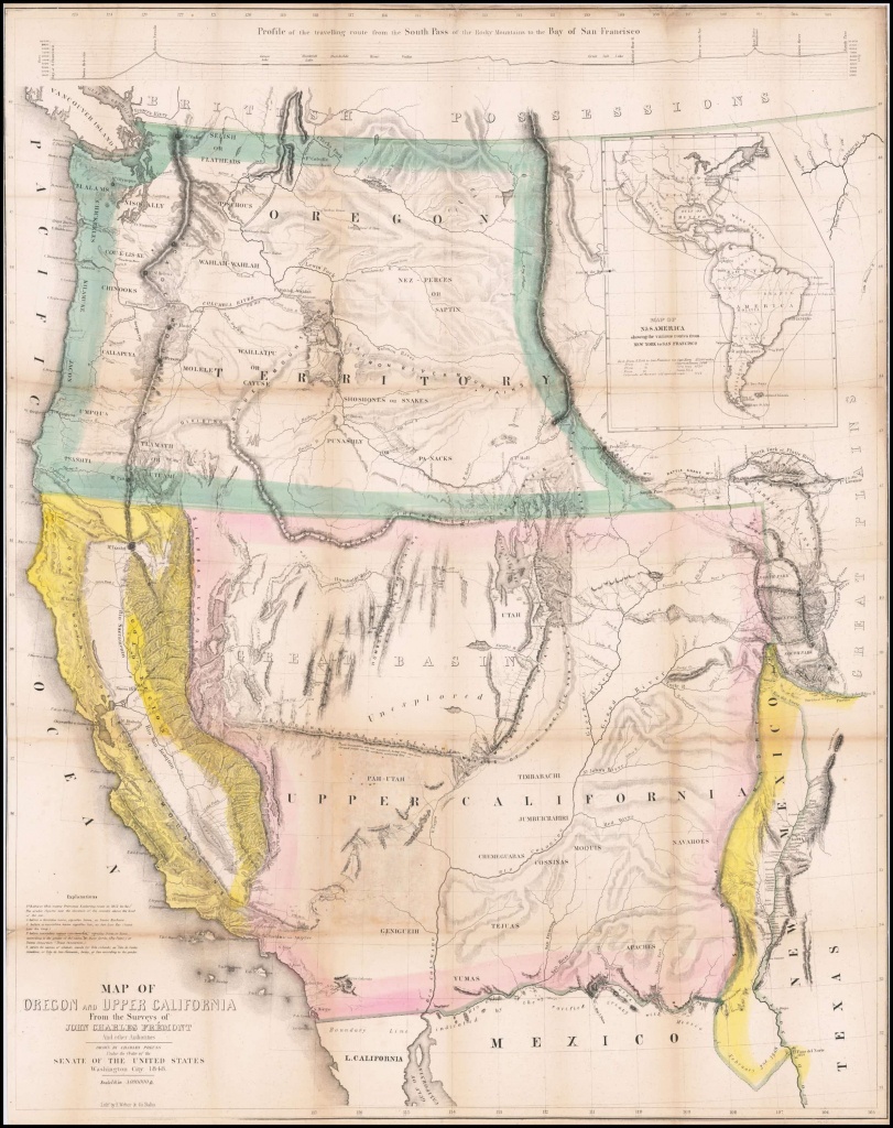 Extremely Rare California Gold Rush Edition Of Fremont’S Epochal Map Of The  West - Gold In California Map