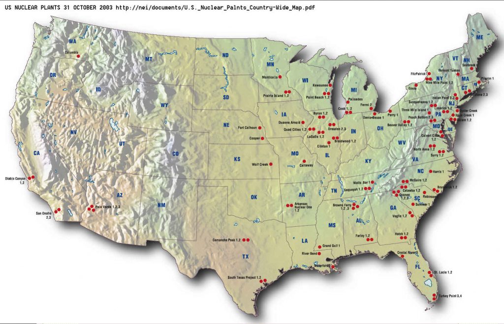 Eyeballing 104 Nuclear Reactors - Eyeballing 104 Nuclear Reactors At 63 Power Plants Nuclear Power Plants In Florida Map 1024x659