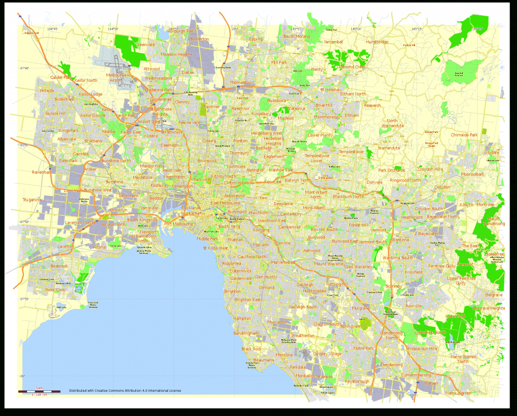 File:free Printable And Editable Vector Map Of Melbourne Australia - Printable Map Of Melbourne
