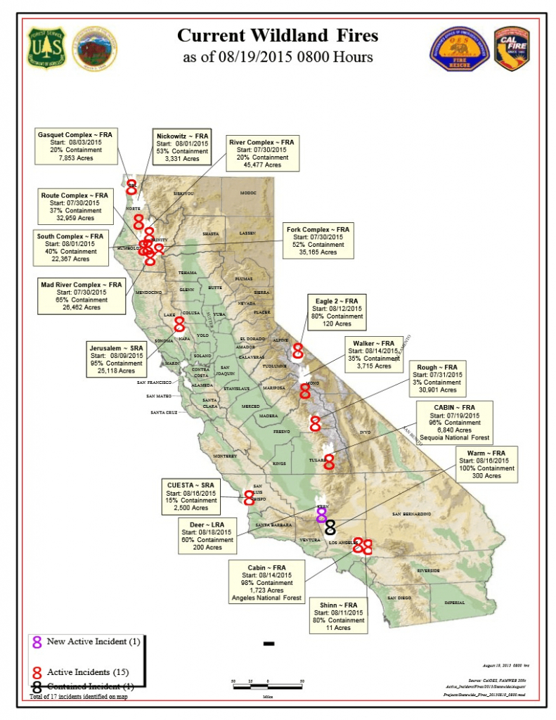 Fire Map For Wednesday, August 19 - Kibs/kbov Radio - California Fire Map Now