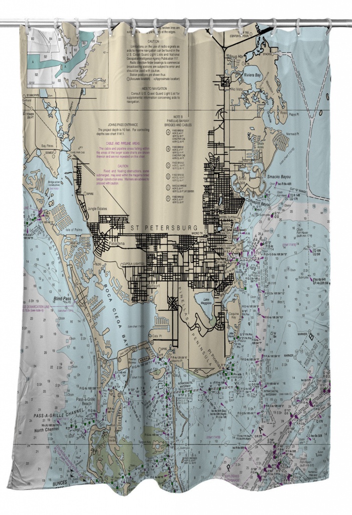 Fl: St. Petersburg Fl Nautical Chart Shower Curtain Map | Etsy - Florida Map Shower Curtain