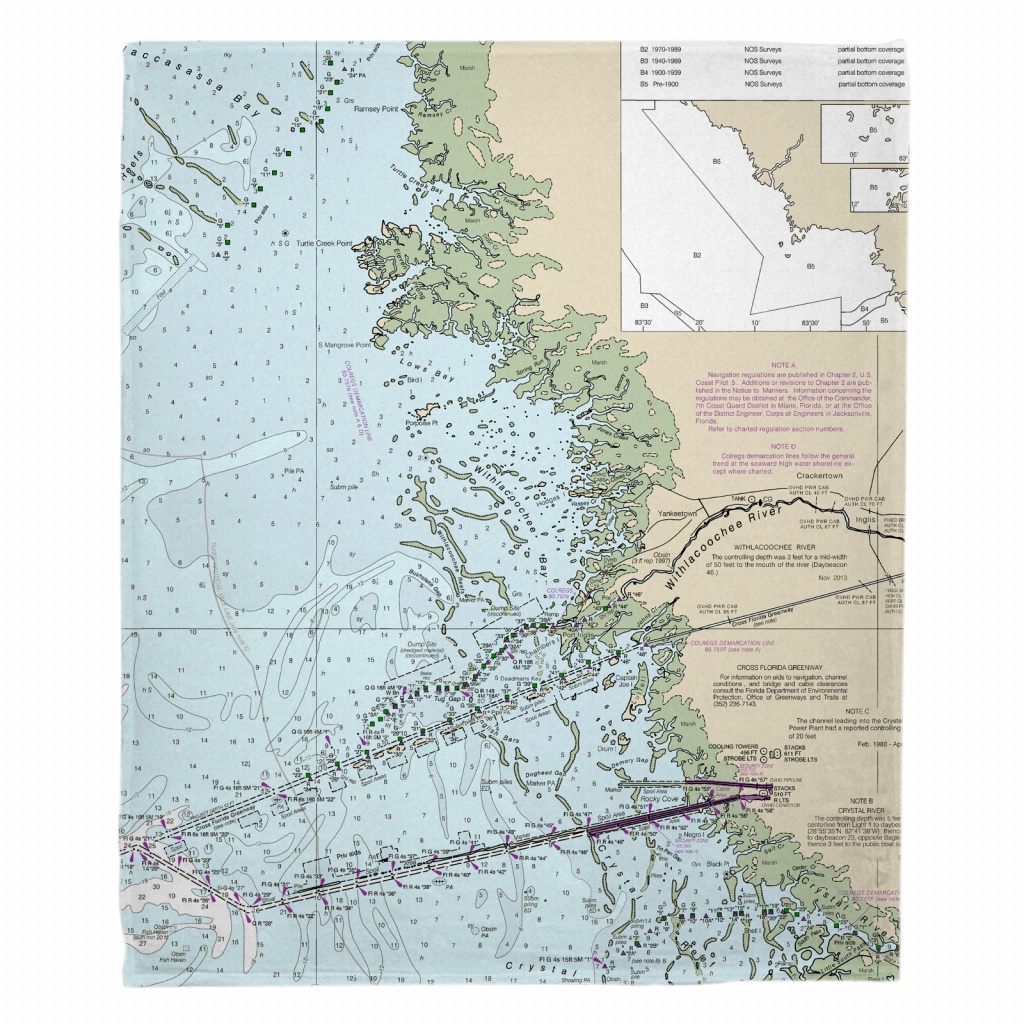 Fl: Yankeetown, Fl Nautical Chart Blanket - Nautical Maps Florida