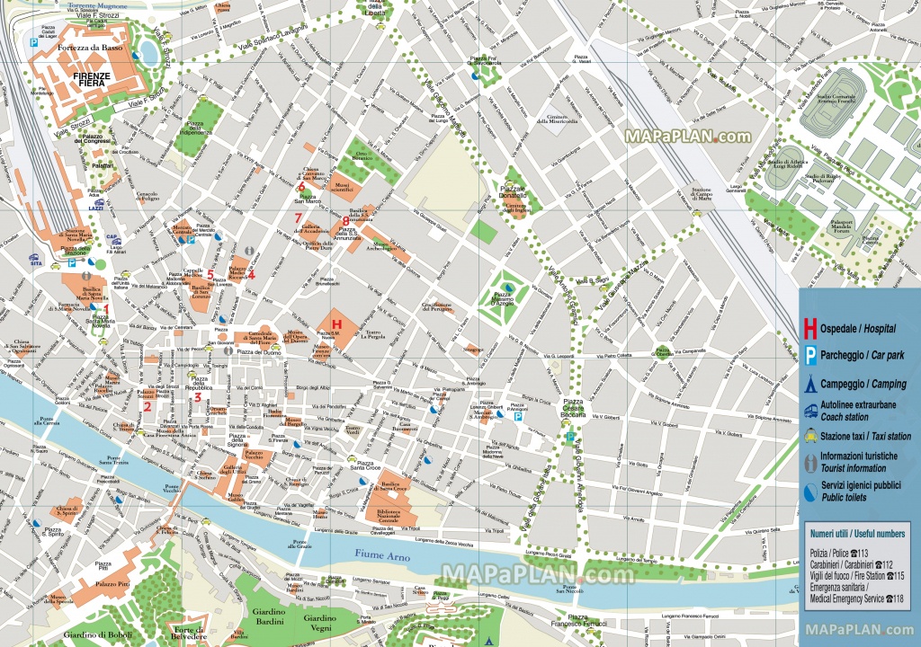 Florence Maps - Top Tourist Attractions - Free, Printable City - Printable Street Map Of Florence Italy