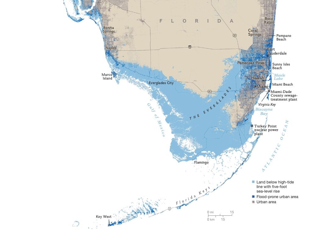 Florida Areas At Risk To A Five Foot Sea Rise | I Love Maps | Map - Florida Sea Level Map