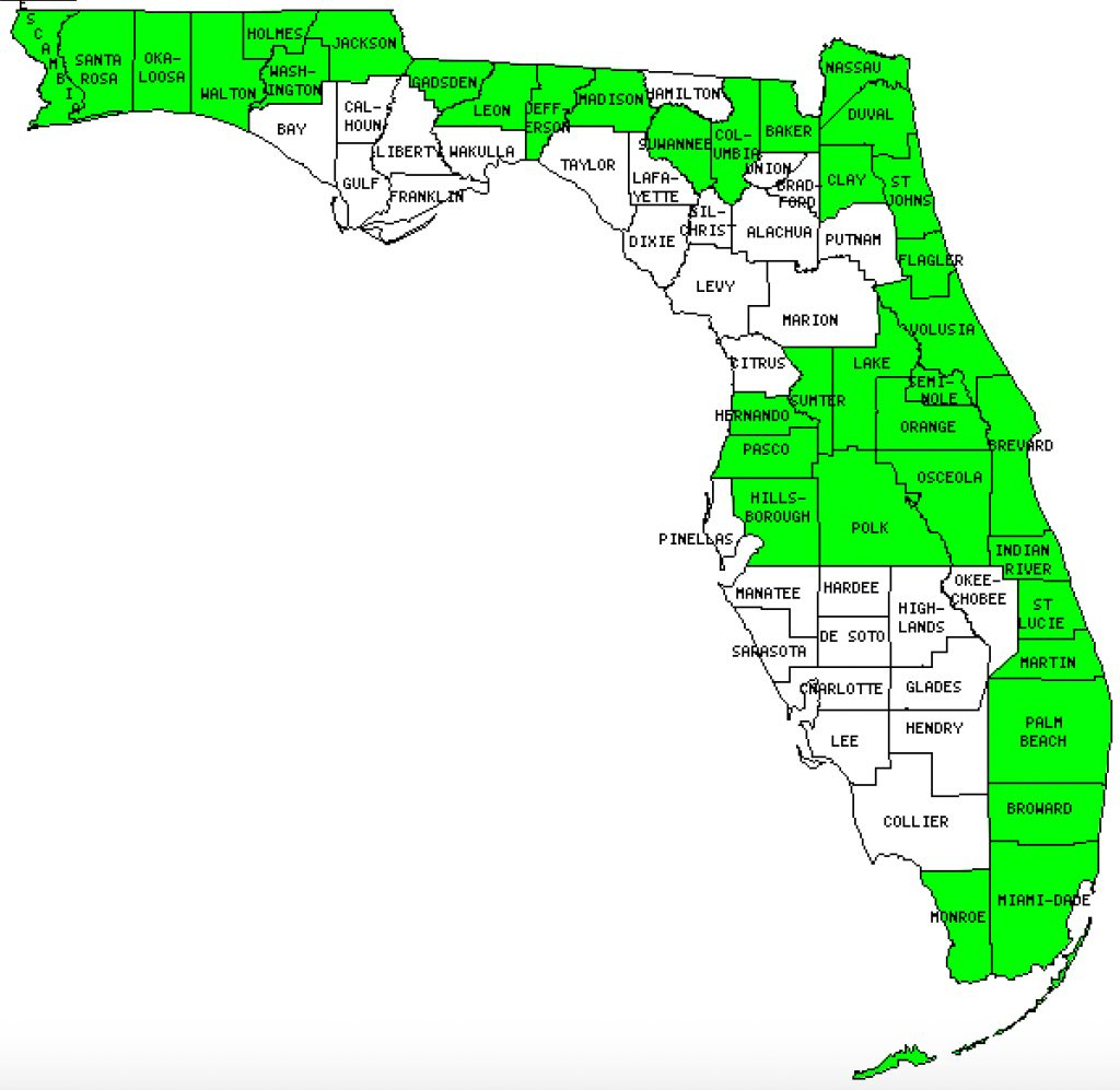 Florida Counties Visited (With Map, Highpoint, Capitol And Facts - Florida City Map Outline