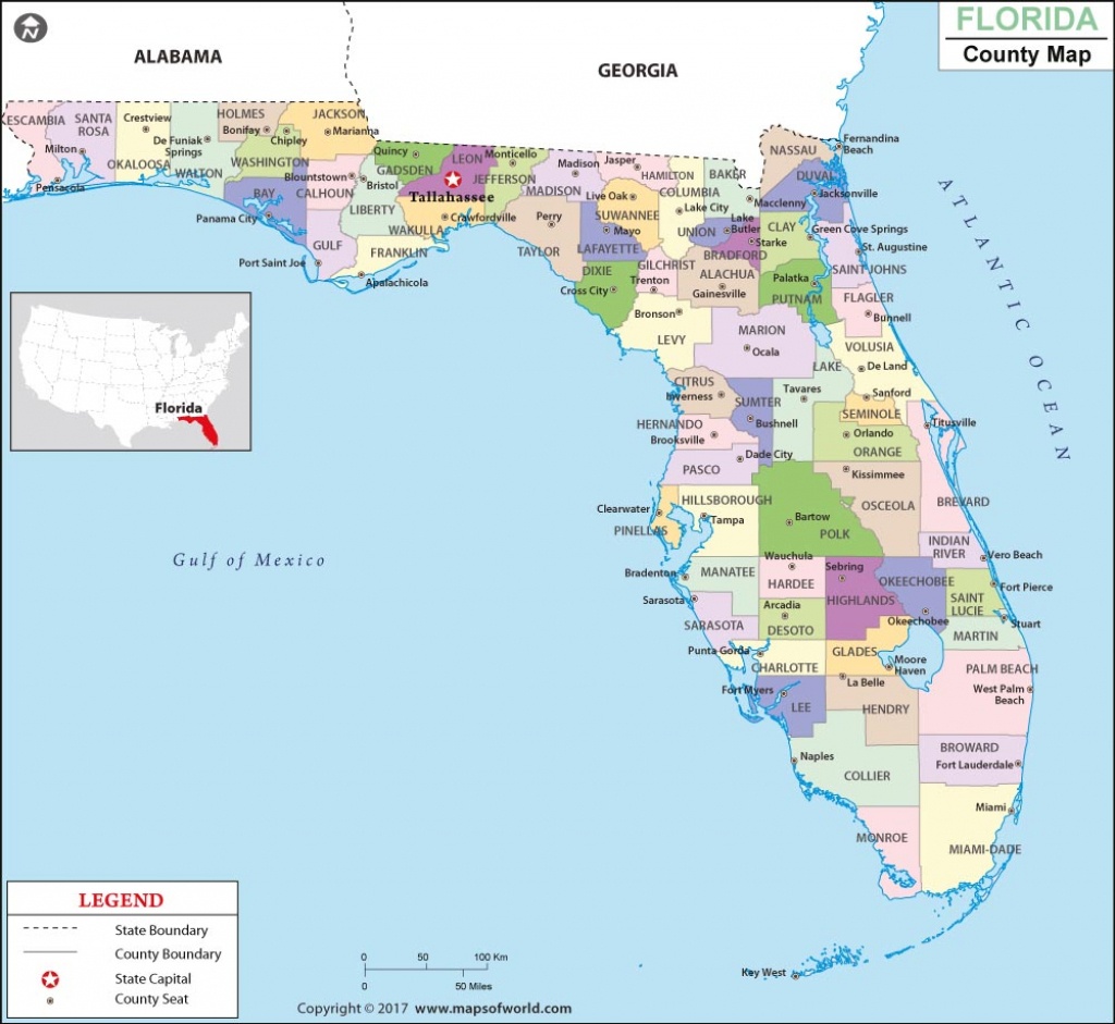 Florida County Map, Florida Counties, Counties In Florida - Map Of Southwest Florida Gulf Coast